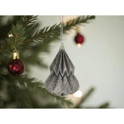 Kis fenyő formájú karácsonyfadísz szürke mintás KF012