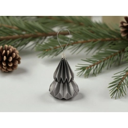 Kis fenyő origami dísz grafitmetál színben KF013