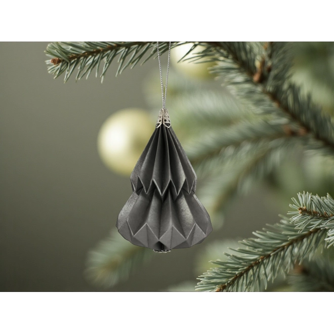 Additional Image for Kis fenyő origami dísz grafitmetál színben KF013