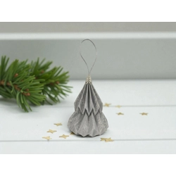 Kis fenyő formájú karácsonyfadísz szürke mintás KF015