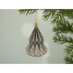 Kis fenyő formájú karácsonyfadísz beige mintás KF017