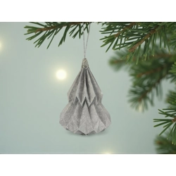 Kis fenyő formájú karácsonyfadísz ekrü, ezüst KF018