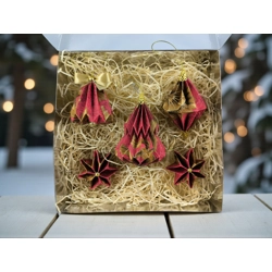 Karácsonyi ajándékbox válogatás meggypiros és óarany színben KGBX002