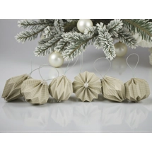 Fehér, ezüst mintás 6 db-os függődísz szett LNT06012