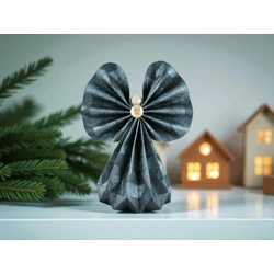 Kék mintás papírangyalka polcdísz OPA56