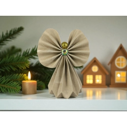 Beige mintás papírangyalka polcdísz OPA59