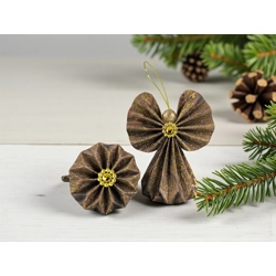 Barna arany csillámos papírangyalka PANAR0106