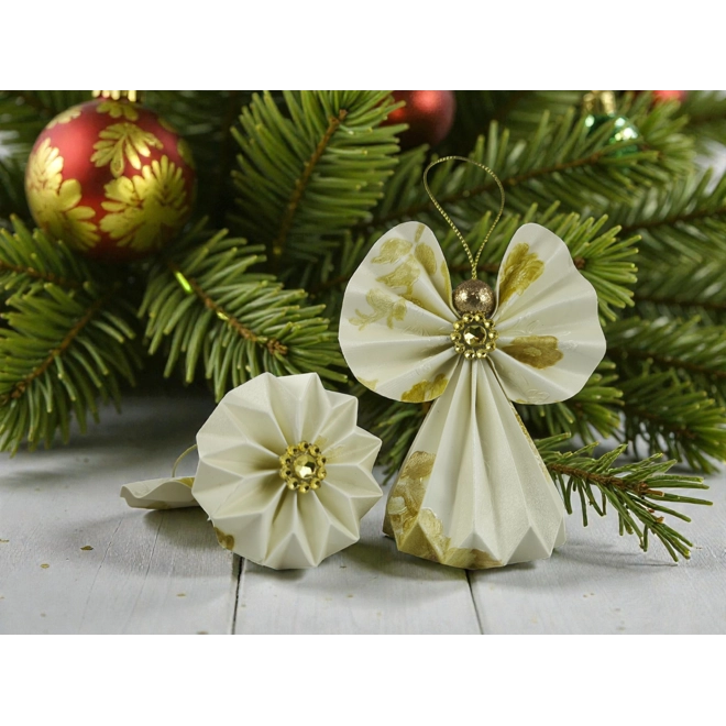 Additional Image for Ekrü, arany papírangyalka függődísz PANAR0124