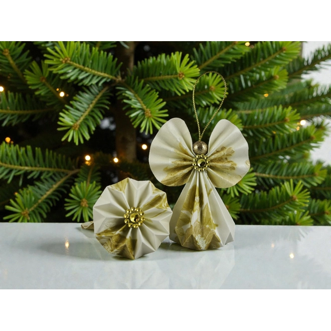 Additional Image for Fehér, arany papírangyalka függődísz PANAR0127