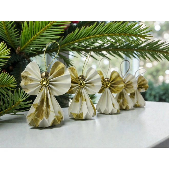 Additional Image for Fehér, arany papírangyalka függődísz PANAR0127