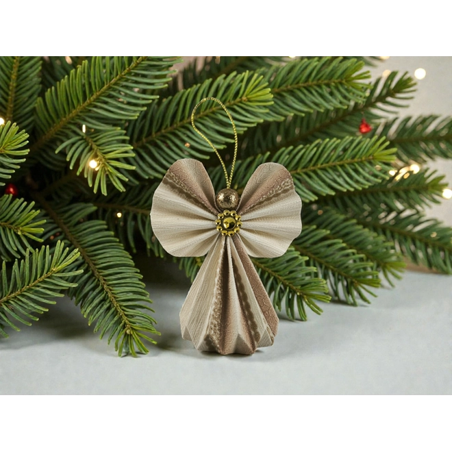 Additional Image for Fehér, barna papírangyalka függődísz PANAR0129