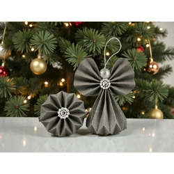 Szürke, ezüst papírangyalka függődísz PANEZ0085