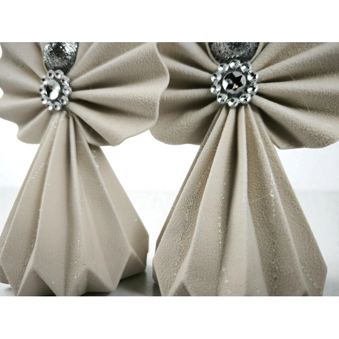 Additional Image for Ekrü, ezüst csillámos papírangyalka függődísz PANEZ0087