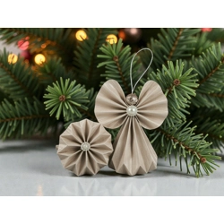 Púderszínű papírangyalka függődísz PANRG010