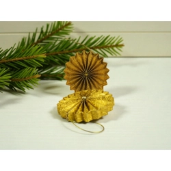 Metál arany rozetta formájú 2 darabos karácsonyfadísz szett ROZ2027