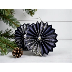 Sötétkék, ezüst rozetta formájú 2 darabos karácsonyfadísz szett ROZ2028