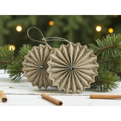 Ekrü, matt ezüst rozetta formájú 2 darabos karácsonyfadísz szett ROZ2025
