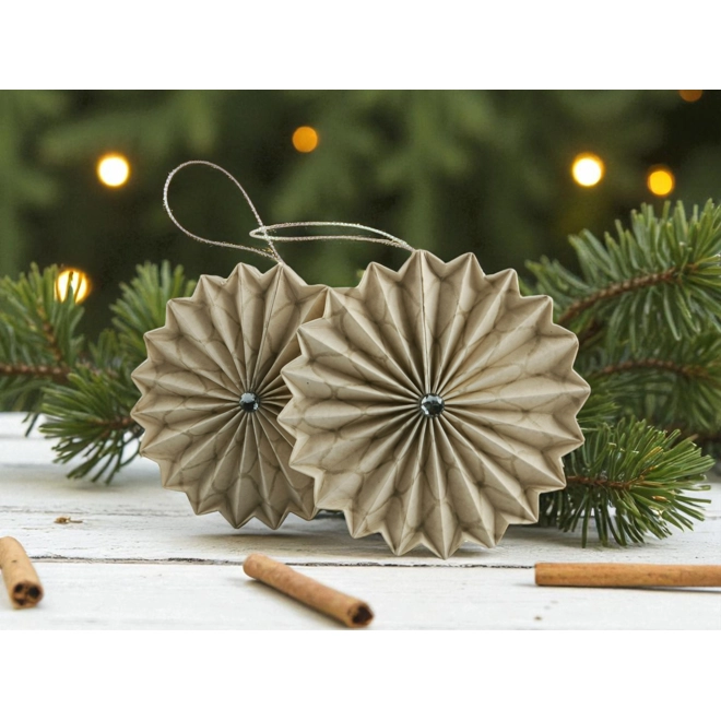 product Image for Ekrü, matt ezüst rozetta formájú 2 darabos karácsonyfadísz szett ROZ2025