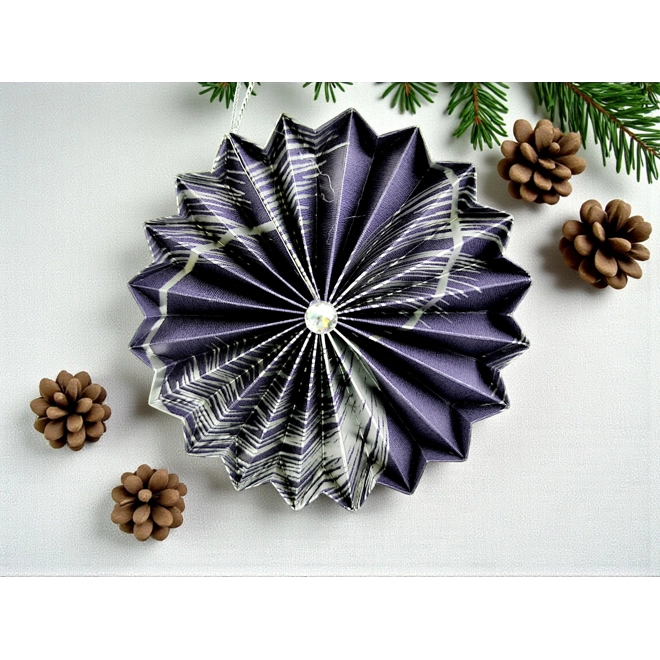 Additional Image for Sötétkék, ezüst rozetta formájú 2 darabos karácsonyfadísz szett ROZ2028