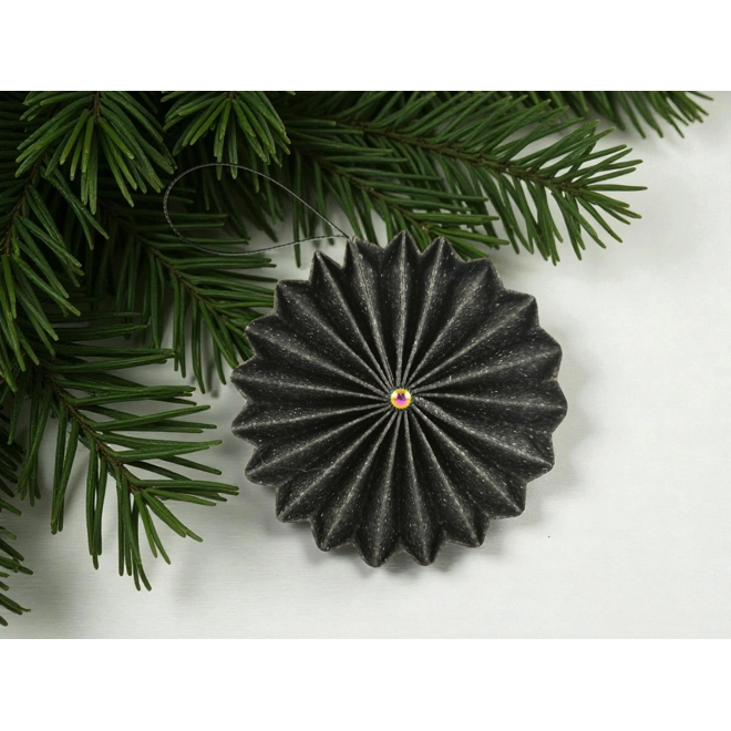 product Image for Csillámos fekete rozetta formájú 2 darabos karácsonyfadísz szett ROZ2029