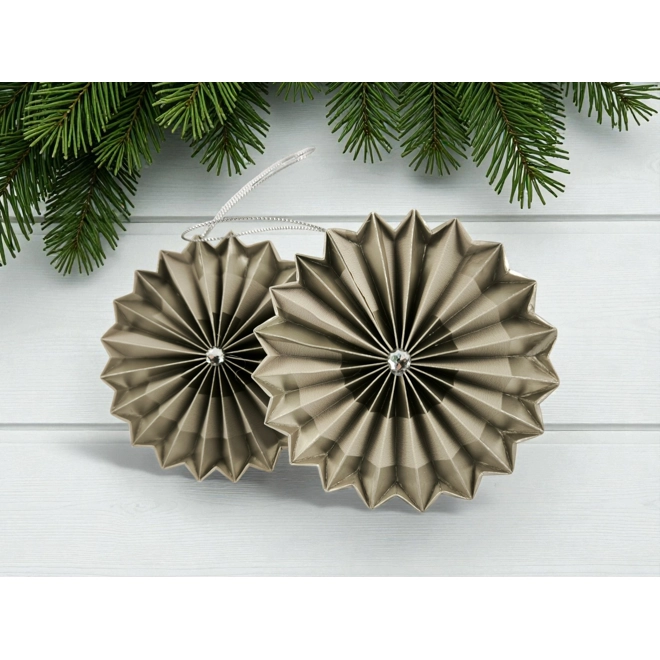 product Image for Ezüst mintás rozetta formájú 2 darabos karácsonyfadísz szett ROZ2037