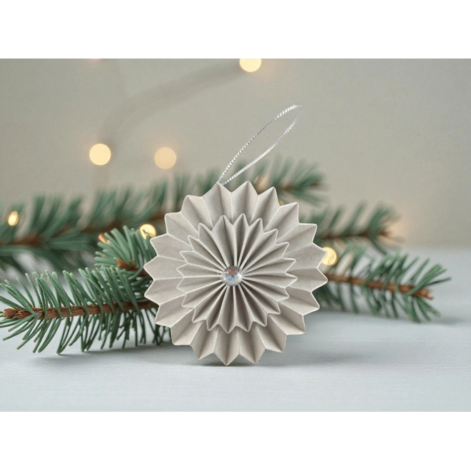 Additional Image for Ezüst rozetta virág formájú 2 darabos karácsonyfadísz szett ROZV2009