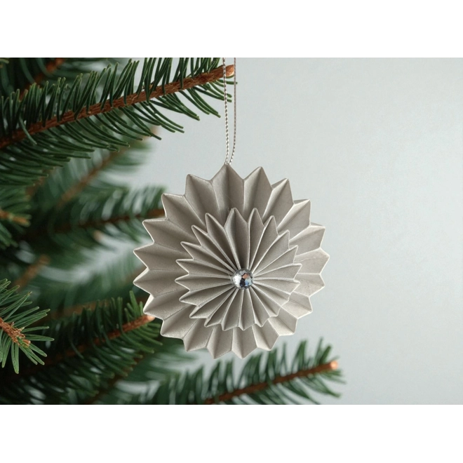 Additional Image for Ezüst rozetta virág formájú 2 darabos karácsonyfadísz szett ROZV2009