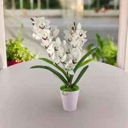 Fehér kétszálas élethű csónakorchidea ORC206FH