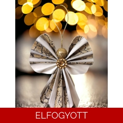 Fehér alapon arany csíkos papírangyalka PANAR0019