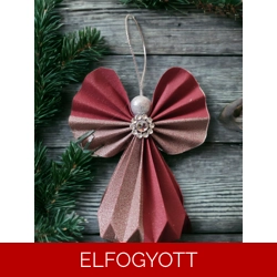 Bordó, ezüst papírangyalka PANEZ0004