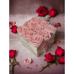 Rózsaszín selyemrózsa box 9 darabos
