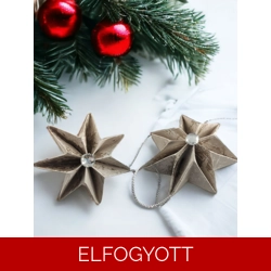 Beige, pezsgőarany színű csillag karácsonyfadísz szett 4 db-os 7CS04004BEPG