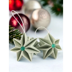 Mentazöld színű csillag karácsonyfadísz szett 4 db-os 7CS04019