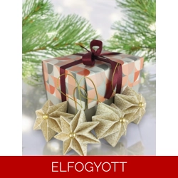 Fehér, arany csillámos csillag karácsonyfadísz szett 4 db-os 7CS04029