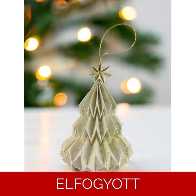 product Image for Világos zöld, fehér, arany mintás fenyőfa formájú karácsonyfadísz FF082