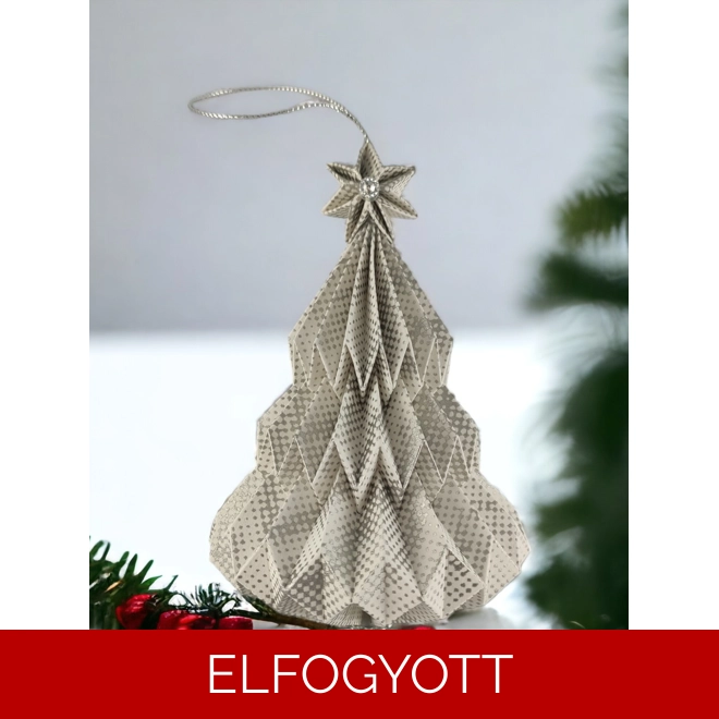 product Image for Fehér, ezüst fenyőfa formájú karácsonyfadísz FF083