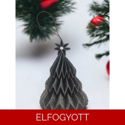 Csillogós fekete fenyőfa formájú karácsonyfadísz FF088
