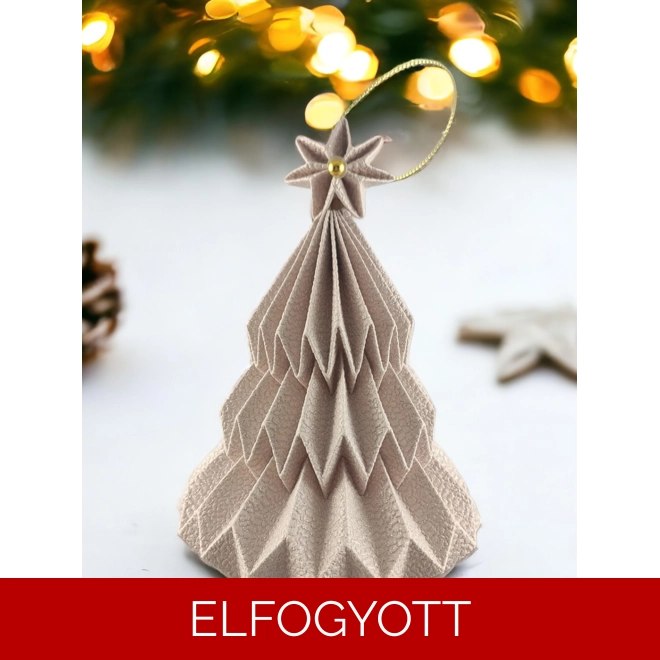 product Image for Csillogós beige fenyőfa formájú karácsonyfadísz FF092