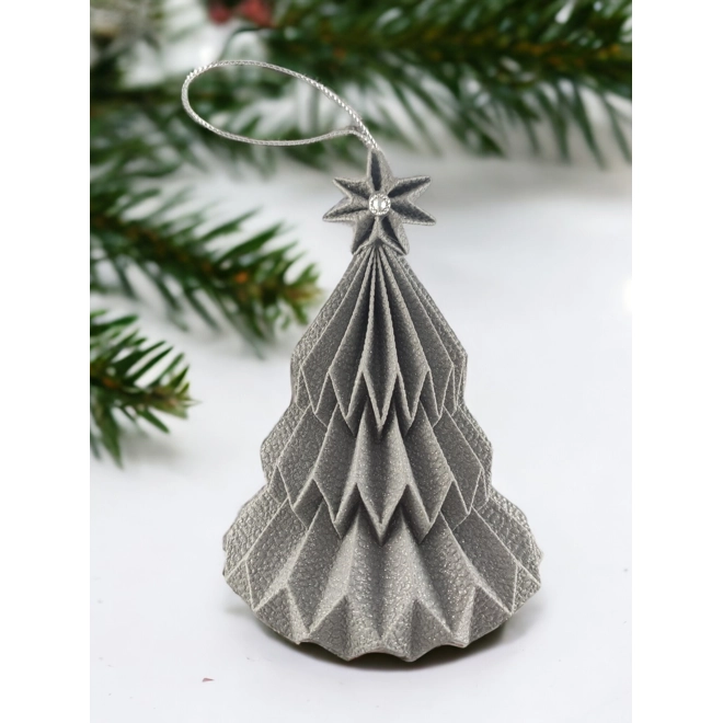 product Image for Csillogós szürke fenyőfa formájú karácsonyfadísz FF095