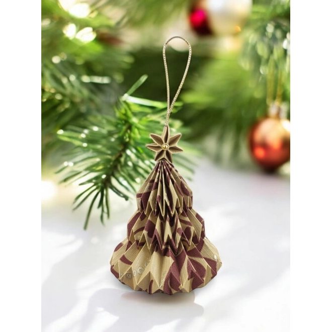 product Image for Bordó, arany mintás fenyőfa formájú karácsonyfadísz FF131