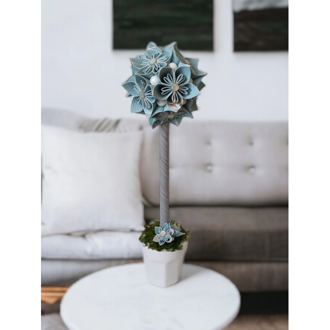 product Image for Világos türkiz színű virágfa festett kézműves betonkaspóban