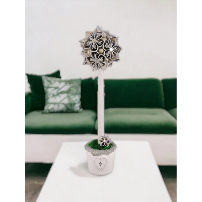 product Image for Kék és pezsgő színű mintás virágfa homokfestett kézműves betonkaspóban KVF032