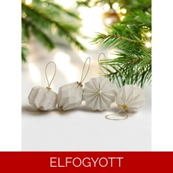4 darabos fehér, arany karácsonyfadísz szett LNT04024