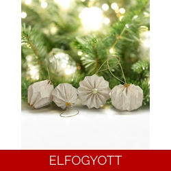 4 darabos ekrü, arany karácsonyfadísz szett LNT04025