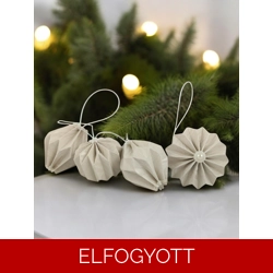4 darabos fehér, ekrü karácsonyfadísz szett LNT04026