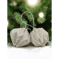 10 darabos origami karácsonyfadísz szett fehér és világos beige színben LNTFH009