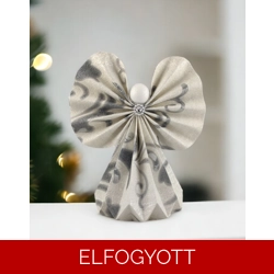 Óriás fehér, ezüstszürke papírangyalka polcdekoráció OPA19