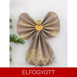 Óriás mályva, arany papírangyalka polcdekoráció OPA25