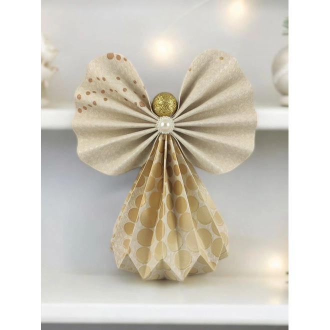 product Image for Óriás beige, arany papírangyalka polcdekoráció OPA26