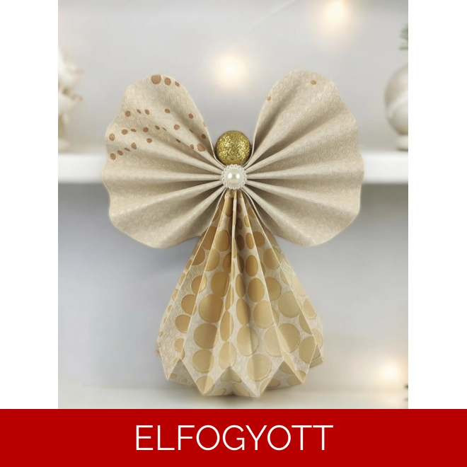 product Image for Óriás beige, arany papírangyalka polcdekoráció OPA26